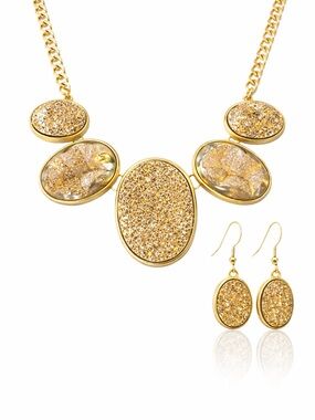 Fools Gold Metallic Oval Necklace
